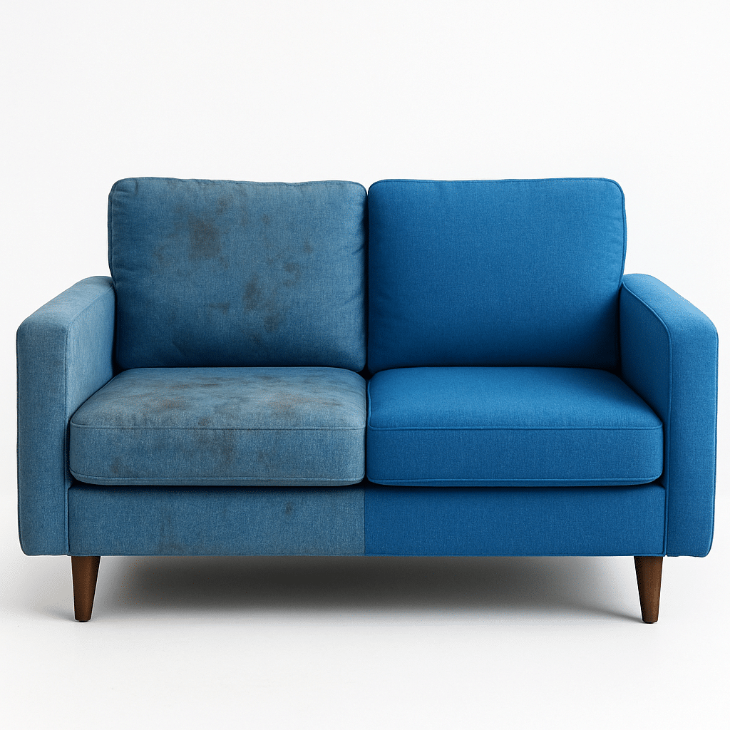 Canapé nettoyé en profondeur avant/après dans le département Paris (75)